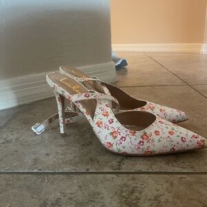 White Multi Floral Heels